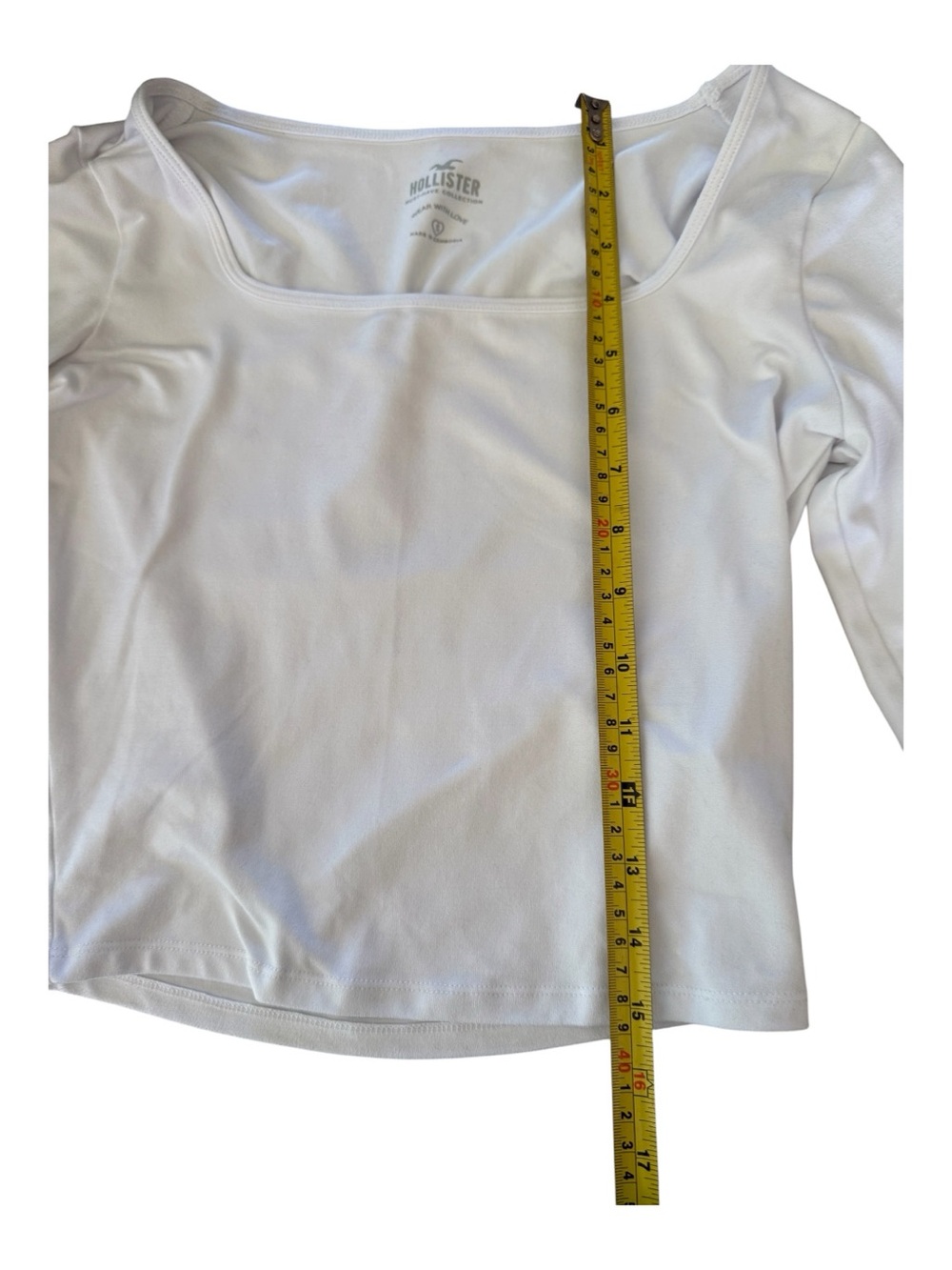 Hollister White Square Neck Long Sleeve Crop Top Womens Small - Picture 6 of 7